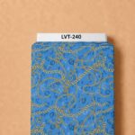 Vibrant blue classic print featuring intertwined golden chains and rings with subtle tonal accents.