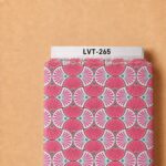 Retro fan-inspired geometric pattern in soft coral pink and white, finished with subtle teal accents.