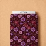 Elegant floral pattern with lavender, blush pink, and deep burgundy blooms on a rich wine-red background.