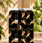 Bold artistic design featuring elegant illustrated hands, golden jewelry and flowing pearl strands with traditional coffee cups on a deep black background.