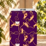 Bold artistic design featuring elegant illustrated hands, golden jewelry and flowing pearl strands with traditional coffee cups on a rich purple background