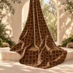 Rich repeating floral motif in warm bronze and golden-brown tones with deep black detailing, creating an elegant vintage look. - Image 2