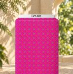 Elegant interwoven lattice pattern in vivid fuchsia and pink tones, accented with small repeating golden floral motifs
