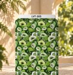 Lush botanical floral print featuring layered green and ivory blooms with dense foliage in rich shades of green.
