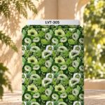 Lush botanical floral print featuring layered green and ivory blooms with dense foliage in rich shades of green.