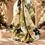 Elegant layered florals in black, ivory, olive, and golden tones on a soft cream background. - Image 2