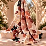 Elegant layered florals in black, peach, terracotta, and soft blush tones on a warm cream background. - Image 2