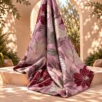 Elegant botanical florals in burgundy, blush, sage, and soft beige on a dusty pink background. - Image 2