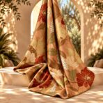 Warm rust florals with soft olive leaves on a peach background. - Image 2