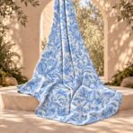 Timeless blue botanical florals on a clean ivory background. - Image 2