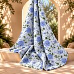 Fresh blue florals with delicate green vines on a soft white background. - Image 2