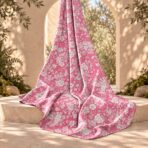 Delicate white florals scattered across a vibrant pink background. - Image 2