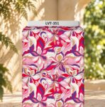 Flowing abstract florals in vibrant pink, red, purple, and cream tones.
