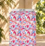 Vibrant flowing motifs in pink, blue, coral, and soft green tones.
