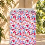 Vibrant flowing motifs in pink, blue, coral, and soft green tones.