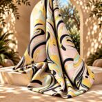 Fluid abstract swirls in soft pink, black, yellow, and mint tones. - Image 2