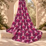 Repeating floral geometry in rich burgundy, fuchsia, and soft pink tones. - Image 2