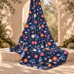 Cheerful multicolor wildflowers scattered across a deep navy background. - Image 2