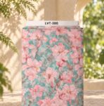 Soft pink watercolor flowers on a fresh turquoise background.