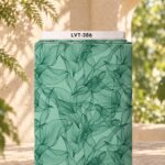 Elegant abstract floral line design in deep green on a soft mint background.