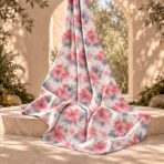 Vibrant red floral design with black polka dots on a soft ivory background. - Image 2