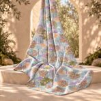 Colorful architectural garden design with palms, florals, arches, and decorative windows. - Image 2