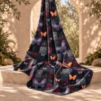 Playful butterfly design over a dark checkered background with subtle golden accents. - Image 2