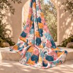 Cute colorful cat pattern with playful hearts in pink, blue, orange and white. - Image 2