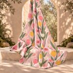 Colorful tulips and delicate flowers on a soft pink background. - Image 2