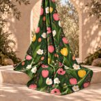⁦Colorful tulips and delicate flowers on a deep green background.⁩ - الصورة ⁦2⁩