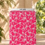Elegant ivory tassel and cord motifs on a vibrant pink background