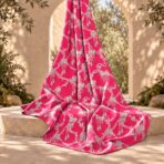Elegant ivory tassel and cord motifs on a vibrant pink background - Image 2