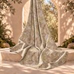 Delicate white floral line art over a soft textured beige background. - Image 2