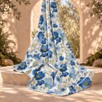 Elegant blue floral print with soft botanical details on a clean ivory background. - Image 2