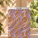 Flowing retro abstract pattern in lilac, caramel and soft cream.