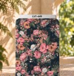 Vintage floral print with soft pink blooms.