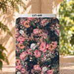 Vintage floral print with soft pink blooms.