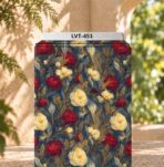 Elegant red and ivory rose print.