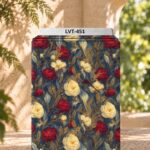 Elegant red and ivory rose print.