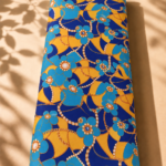 Vibrant turquoise florals with golden chains and pearl details on a deep blue base - Swiss Cotton (PC01)