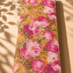 Vibrant pink blooms with leopard accents and a shimmering zari finish - Cotton Bambaki Zari (ZR10)