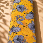 Bold grey florals on a golden yellow base with a subtle zari shimmer - Cotton Bambaki Zari (ZR10)