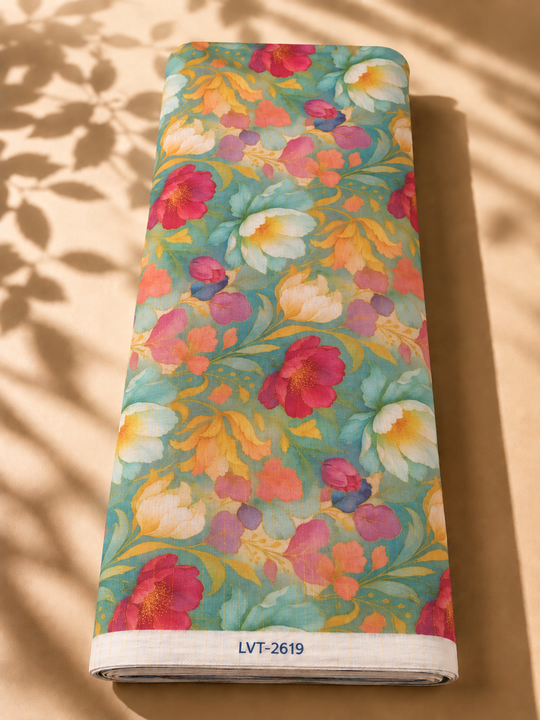 2026/10/1000074640.png Vibrant multicolor florals on a soft turquoise base with a delicate zari shimmer - Cotton Bambaki Zari (ZR10) - Image 1