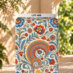Distinctive printed fabric design with coordinated colors and elegant detailing.