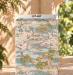 Distinctive printed fabric design with coordinated colors and elegant detailing.