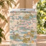 Distinctive printed fabric design with coordinated colors and elegant detailing.
