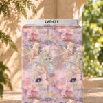 Distinctive printed fabric design with coordinated colors and elegant detailing.