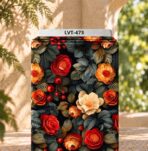 Distinctive printed fabric design with coordinated colors and elegant detailing.